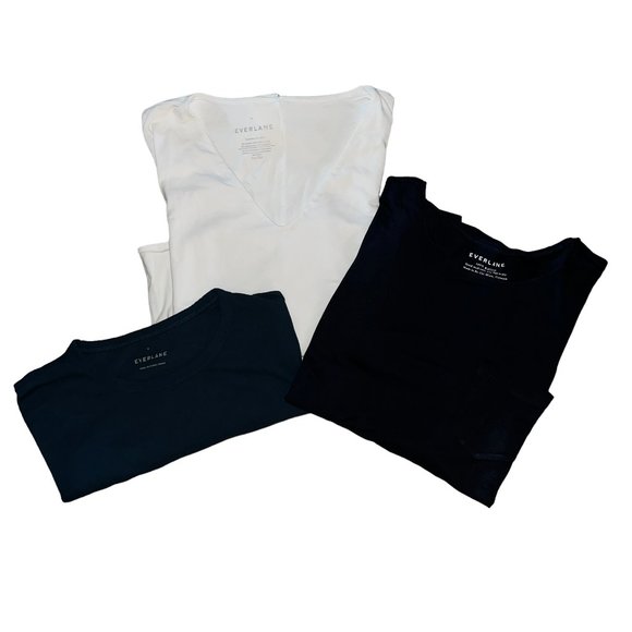 Everlane Basics T-Shirt Set (3) in White, Navy Blue, & Teal Size Medium - Picture 2 of 11